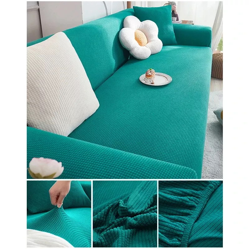 Elastic Jacquard Fabric Sofa Cover Stretch Couch Cover Sectional L Shape Sofa Slipcover Corner Case for Living Room 1/2/3/4 Seat