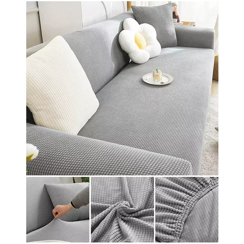 Elastic Jacquard Fabric Sofa Cover Stretch Couch Cover Sectional L Shape Sofa Slipcover Corner Case for Living Room 1/2/3/4 Seat