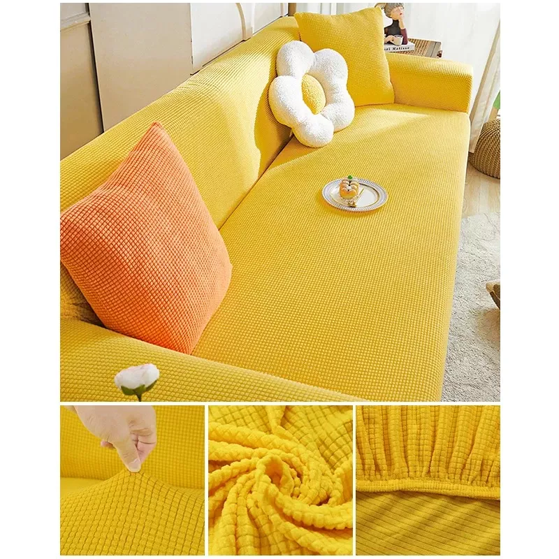 Elastic Jacquard Fabric Sofa Cover Stretch Couch Cover Sectional L Shape Sofa Slipcover Corner Case for Living Room 1/2/3/4 Seat